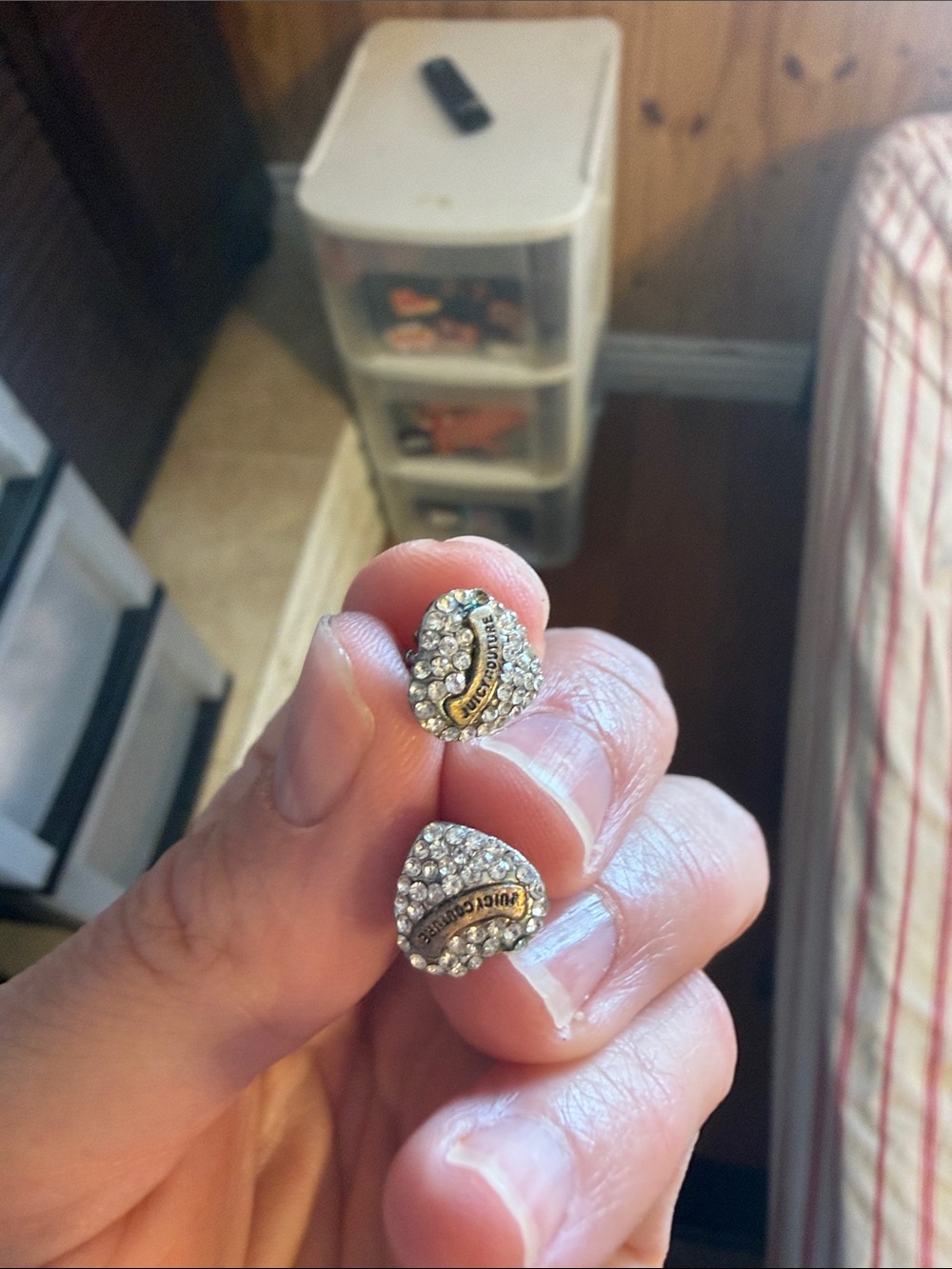Juicy Couture Two-Tone Crystal Heart Stud Earrings - Silver & Gold